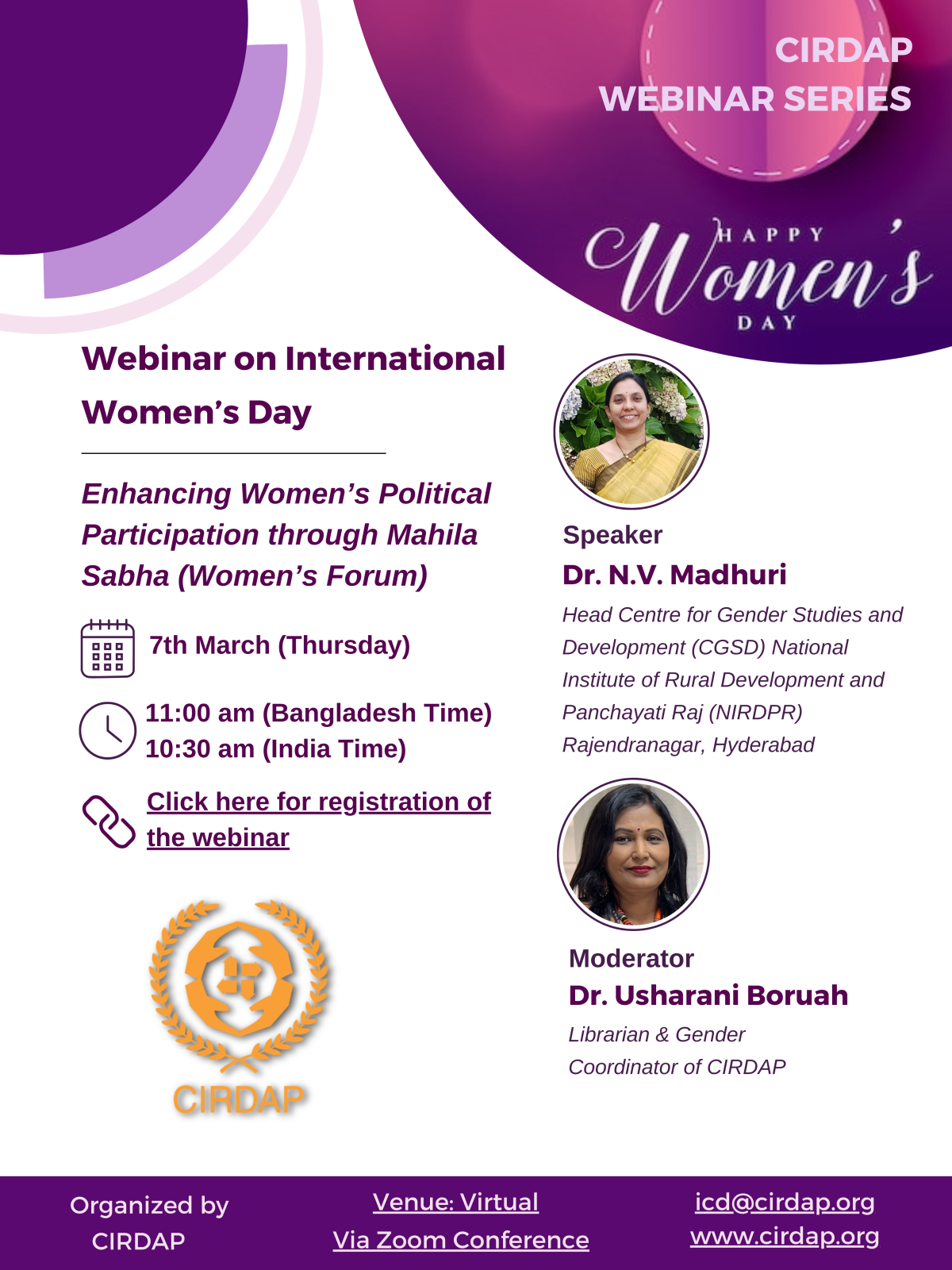 Upcoming Webinar on International Women’s Day 2024